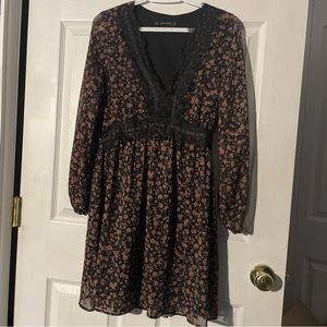 Zara Long-sleeved Floral Dress